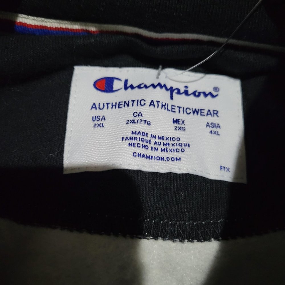 Champion PowerBlend Fleece Pullover Hoodie Sweatshirt Grey Camo 2XL Script Oxfor - Picture 7 of 7